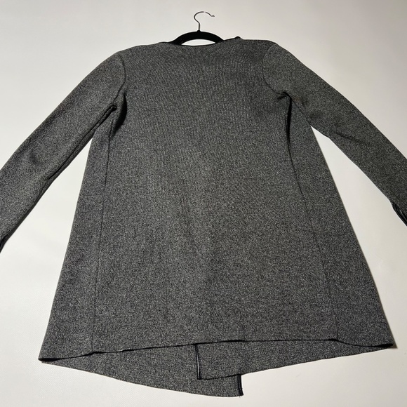 Zara Knit Open Cardigan Sweater Drape Front Faux Leather Trim Size Small Long - Picture 16 of 16